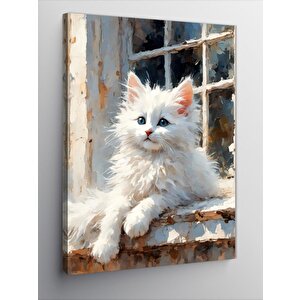 Kanvas Tablo Sevimli Beyaz Kedi