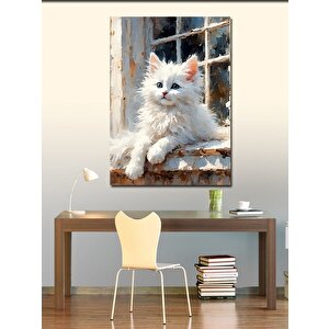 Kanvas Tablo Sevimli Beyaz Kedi