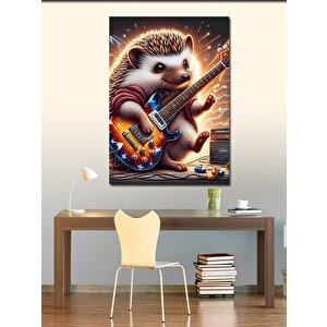 Kanvas Tablo Gitar Çalan Kirpi