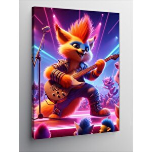 Kanvas Tablo Elektro Gitar Çalan Çizgi Film 70x100 cm