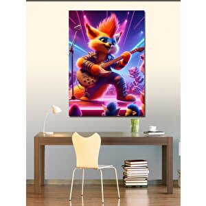 Kanvas Tablo Elektro Gitar Çalan Çizgi Film 70x100 cm