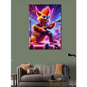 Kanvas Tablo Elektro Gitar Çalan Çizgi Film 70x100 cm