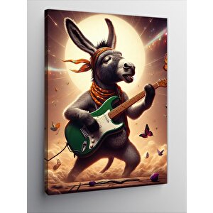 Kanvas Tablo Elektro Gitar Çalan Eşek 100x140 cm