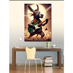 Kanvas Tablo Elektro Gitar Çalan Eşek 100x140 cm