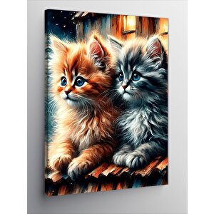 Kanvas Tablo Sevimli Kediler 100x140 cm