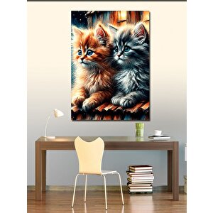 Kanvas Tablo Sevimli Kediler 100x140 cm