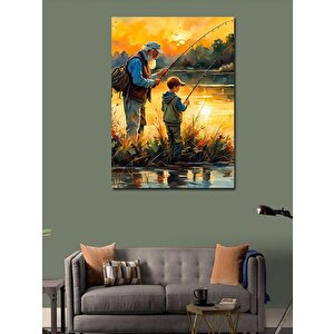Kanvas Tablo Balık Tutan Dede Ve Torun 70x100 cm
