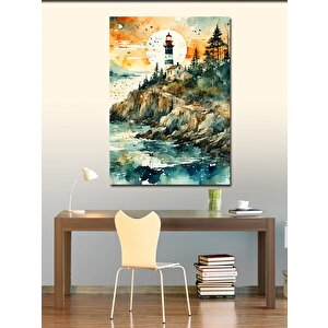 Kanvas Tablo Deniz Feneri Ve Orman