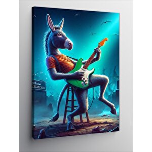 Kanvas Tablo Elektro Gitar Çalan Eşek 