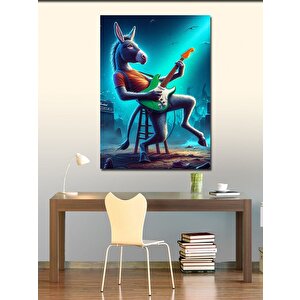 Kanvas Tablo Elektro Gitar Çalan Eşek 