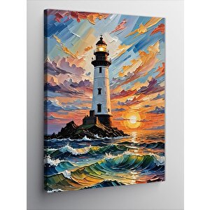 Kanvas Tablo Yağlı Boya Deniz Feneri 70x100 cm