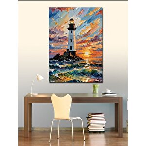Kanvas Tablo Yağlı Boya Deniz Feneri 100x140 cm