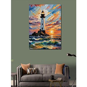 Kanvas Tablo Yağlı Boya Deniz Feneri 100x140 cm