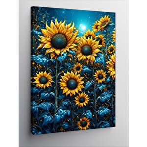 Kanvas Tablo Gece Ve Ayçiçekleri 70x100 cm