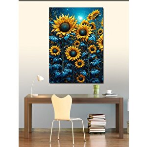 Kanvas Tablo Gece Ve Ayçiçekleri 70x100 cm