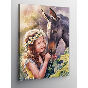 Kanvas Tablo Atını Seven Çocuk 70x100 cm