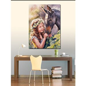 Kanvas Tablo Atını Seven Çocuk 70x100 cm