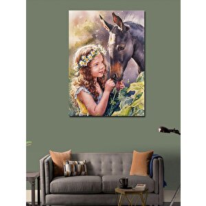 Kanvas Tablo Atını Seven Çocuk 70x100 cm