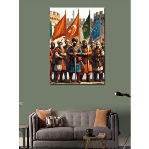 Kanvas Tablo Osmanlı Dönemi Sancaklar Ve Askerler 100x140 cm