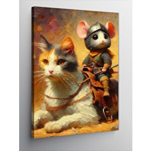 Kanvas Tablo Şövalye Fare Ve Kedi 70x100 cm