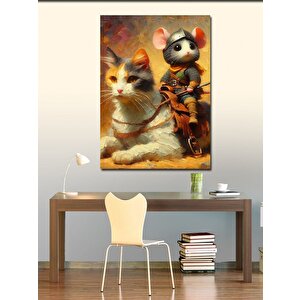 Kanvas Tablo Şövalye Fare Ve Kedi 100x140 cm