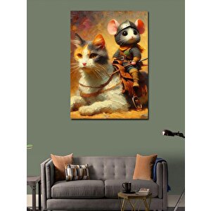 Kanvas Tablo Şövalye Fare Ve Kedi 100x140 cm
