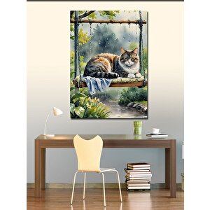 Kanvas Tablo Salıncaktaki Sevimli Kedi