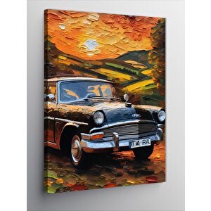 Kanvas Tablo Retro Klasik Siyah Araba 100x140 cm