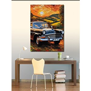 Kanvas Tablo Retro Klasik Siyah Araba 100x140 cm