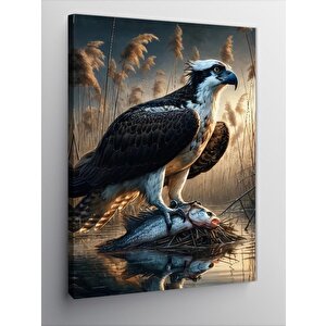 Kanvas Tablo Balık Yakalayan Kuş 100x140 cm