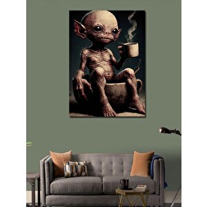 Kanvas Tablo Kahve İçen Sevimli Canavar 70x100 cm