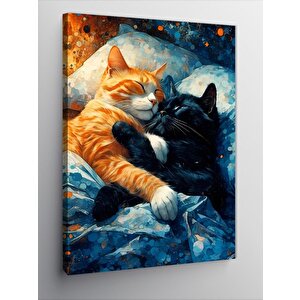 Kanvas Tablo Sevimli Kediler 100x140 cm