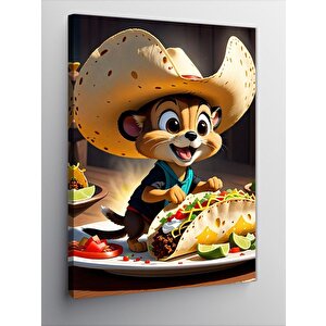 Kanvas Tablo Taco Tako Yiyen Sevimli Sincap