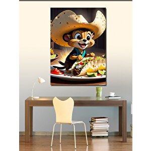 Kanvas Tablo Taco Tako Yiyen Sevimli Sincap