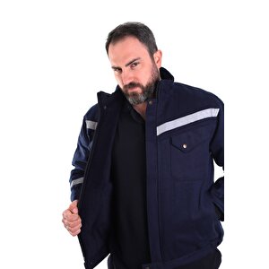 7-7 Gabardin İçi Polarlı Mont - Lacivert M