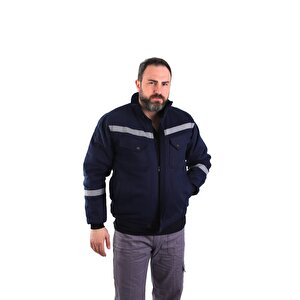 7-7 Gabardin İçi Polarlı Mont - Lacivert XL