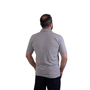 Polo Yaka Kısa Kol Penye İş Tişörtü - Cepli - Gri XL