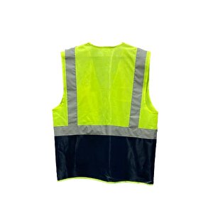 Mühendis Tipi Reflektörlü Çift Renk İkaz Yeleği (sarı-lacivert) 2XL