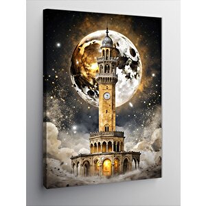 Kanvas Tablo İzmir Saat Kulesi Ve Dolunay