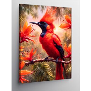 Kanvas Tablo Daldaki Kırmızı Kuş 100x140 cm