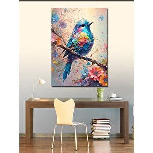 Kanvas Tablo Daldaki Mavi Kuş 100x140 cm