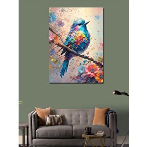 Kanvas Tablo Daldaki Mavi Kuş 100x140 cm