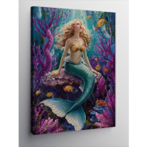 Kanvas Tablo Pembe Mercanlar Ve Deniz Kızı 70x100 cm