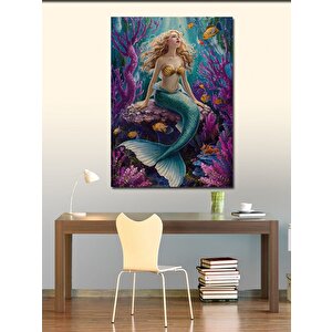 Kanvas Tablo Pembe Mercanlar Ve Deniz Kızı 70x100 cm
