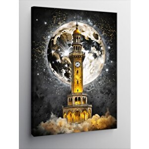 Kanvas Tablo Saat Kulesi Ve Dolunay