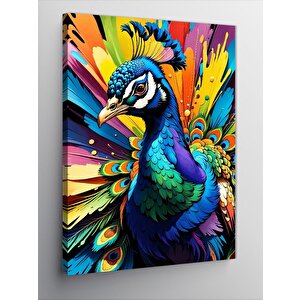Kanvas Tablo Renkli Tavus Kuşu 100x140 cm