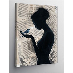 Kanvas Tablo Mavi Kuş Ve Kız 70x100 cm