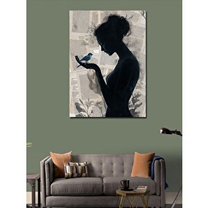 Kanvas Tablo Mavi Kuş Ve Kız 70x100 cm
