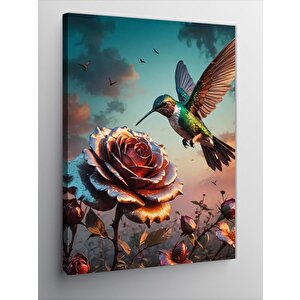 Kanvas Tablo Gül Ve Arı Kuşu