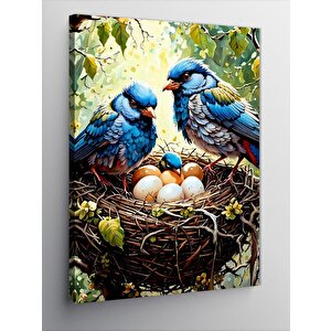 Kanvas Tablo Mavi Kuşlar 100x140 cm